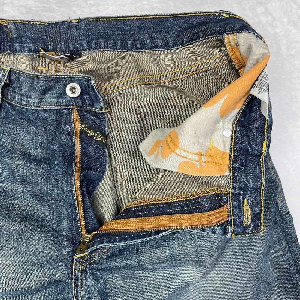 Vintage Lucky Brand Bootleg Jeans Men's Blue Wash Denim USA Made - 32X30.5‎